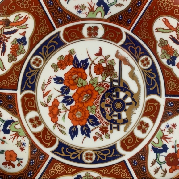 Elegant Orange‎ and Blue Chinese  Dinnerware Set of 3 chinoiserie plates home - Picture 10 of 11